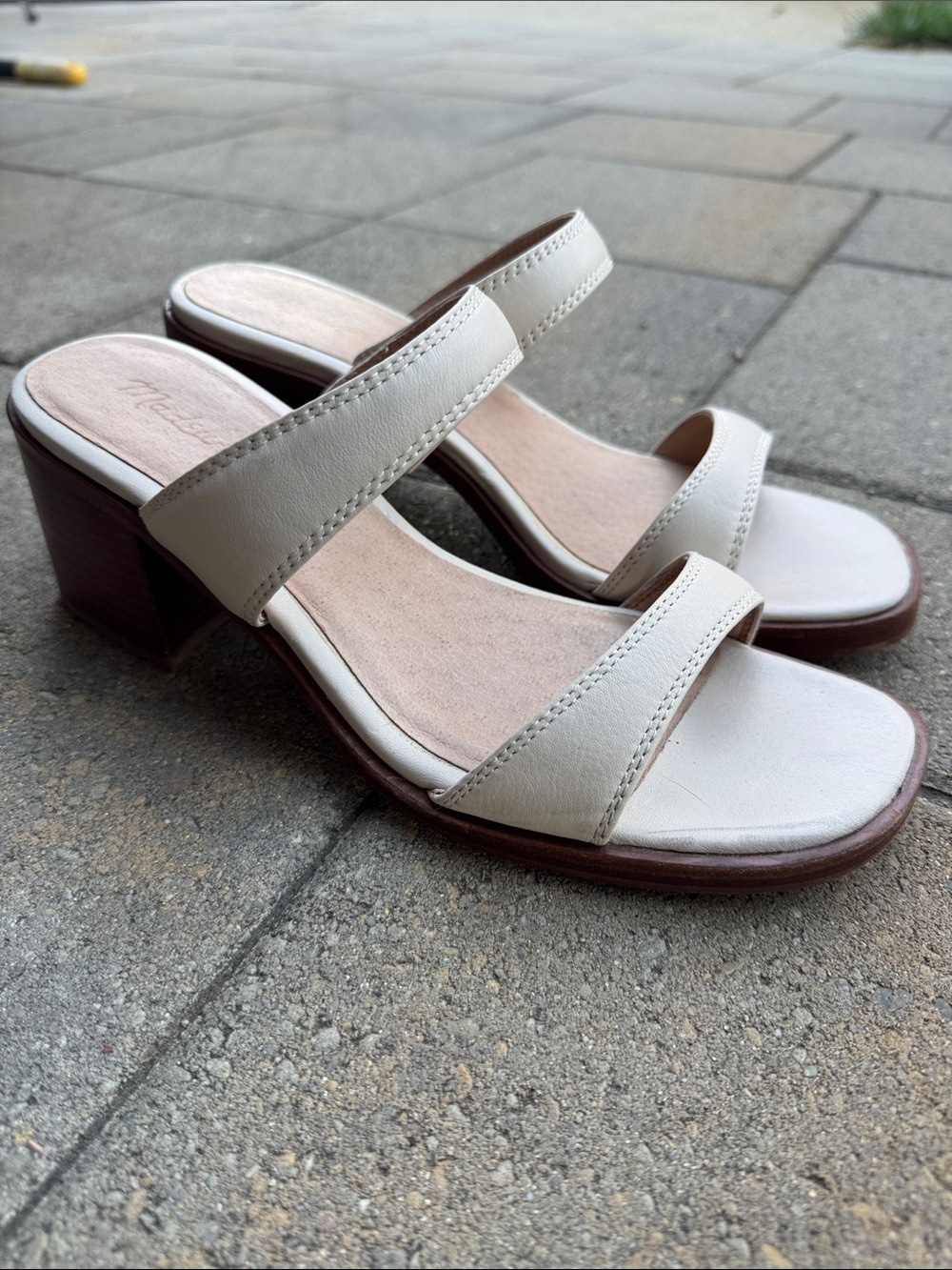 Madewell Cream Two-Strap Block Heel Size 9